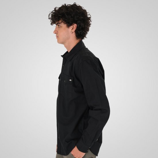 Double Outfitters GS-5126 Πουκάμισο με τρουκς Μαύρο - Πουκάμισα - Aνδρικά πουκαμισα μεγαλα μεγάλα μεγέθη