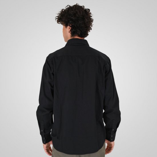 Double Outfitters GS-5126 Πουκάμισο με τρουκς Μαύρο - Πουκάμισα - Aνδρικά πουκαμισα μεγαλα μεγάλα μεγέθη
