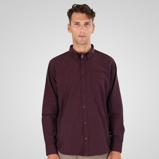 Double Outfitters GS-5225 Πουκάμισο Oxford Μπορντό - Πουκάμισα - Aνδρικά πουκαμισα μεγαλα μεγάλα μεγέθη