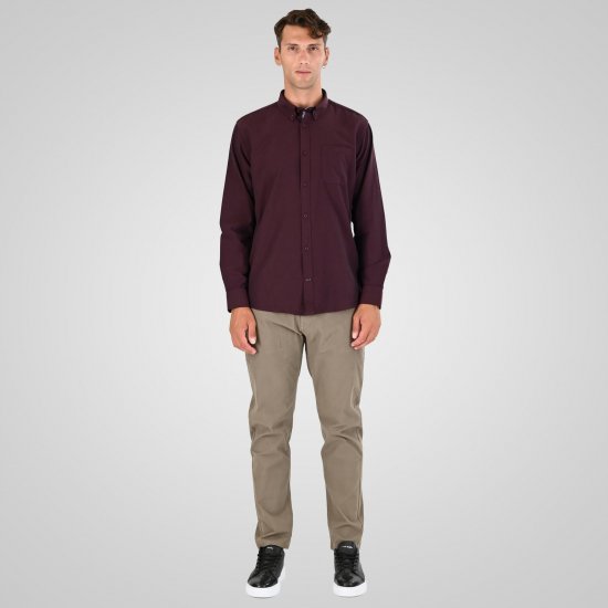 Double Outfitters GS-5225 Πουκάμισο Oxford Μπορντό - Πουκάμισα - Aνδρικά πουκαμισα μεγαλα μεγάλα μεγέθη