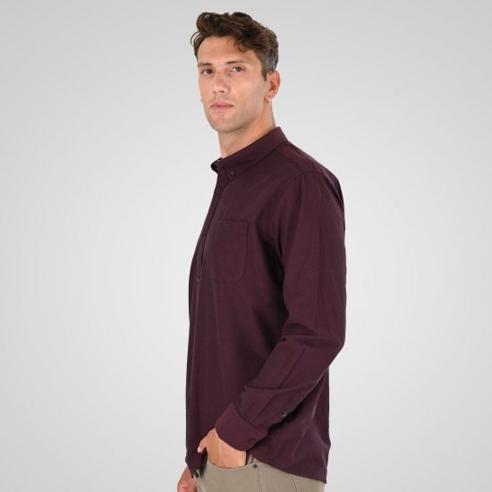 Double Outfitters GS-5225 Πουκάμισο Oxford Μπορντό - Πουκάμισα - Aνδρικά πουκαμισα μεγαλα μεγάλα μεγέθη