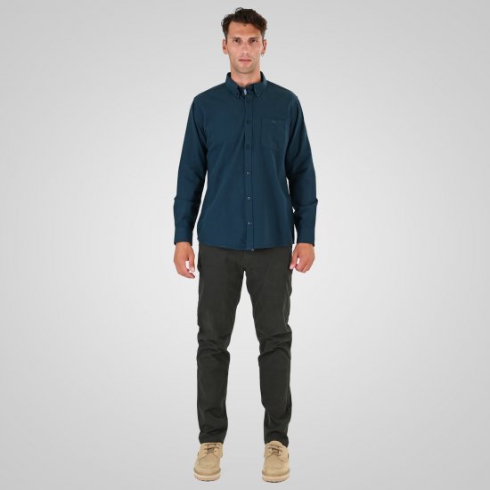 Double Outfitters GS-5225 Πουκάμισο Oxford Σκούρο πράσινο - Πουκάμισα - Aνδρικά πουκαμισα μεγαλα μεγάλα μεγέθη