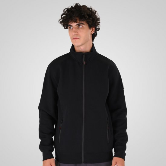 Double Outfitters MTOP-1158 Ζακέτα φούτερ με φερμουάρ Μαύρο - φούτερ/Φούτερ με κουκούλα - φούτερ/Φούτερ με κουκούλα ανδρικά μεγάλα μεγέθη 