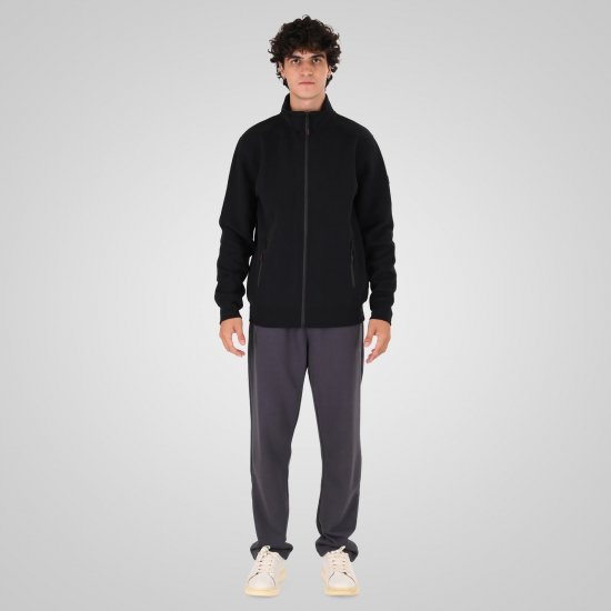 Double Outfitters MTOP-1158 Ζακέτα φούτερ με φερμουάρ Μαύρο - φούτερ/Φούτερ με κουκούλα - φούτερ/Φούτερ με κουκούλα ανδρικά μεγάλα μεγέθη 