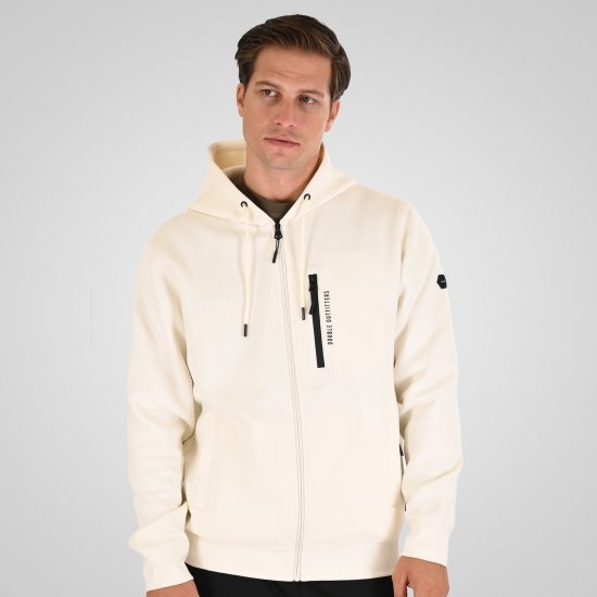 Double Outfitters MTOP-1160 Φούτερ με κουκούλα και φερμουάρ Λευκό - φούτερ/Φούτερ με κουκούλα - φούτερ/Φούτερ με κουκούλα ανδρικά μεγάλα μεγέθη 