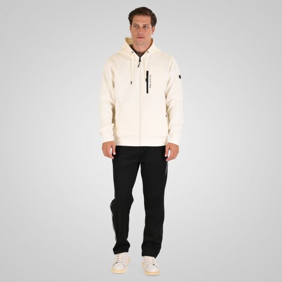 Double Outfitters MTOP-1160 Φούτερ με κουκούλα και φερμουάρ Λευκό - φούτερ/Φούτερ με κουκούλα - φούτερ/Φούτερ με κουκούλα ανδρικά μεγάλα μεγέθη 