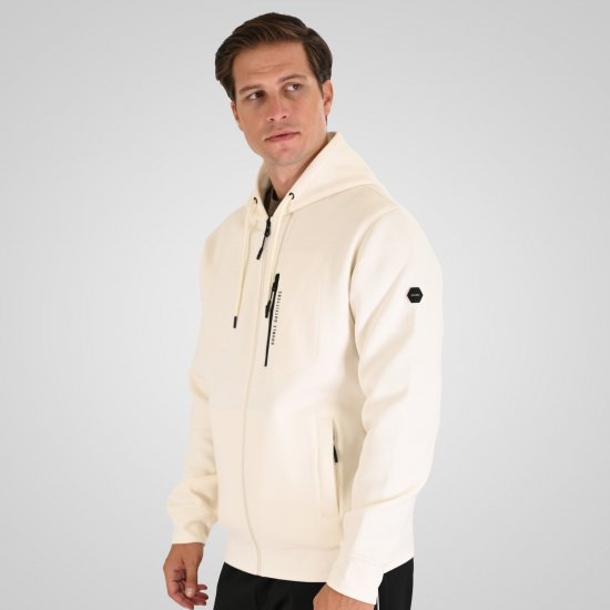 Double Outfitters MTOP-1160 Φούτερ με κουκούλα και φερμουάρ Λευκό - φούτερ/Φούτερ με κουκούλα - φούτερ/Φούτερ με κουκούλα ανδρικά μεγάλα μεγέθη 