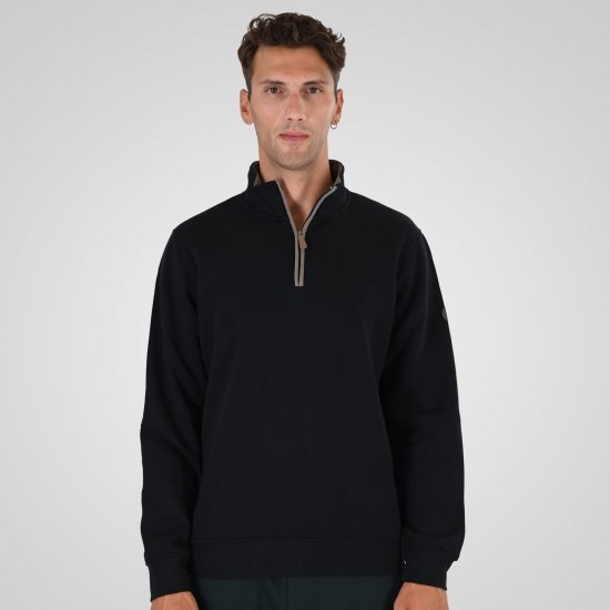 Double Outfitters MTOP-1163 Φούτερ με μισό φερμουάρ Μαύρο - φούτερ/Φούτερ με κουκούλα - φούτερ/Φούτερ με κουκούλα ανδρικά μεγάλα μεγέθη 