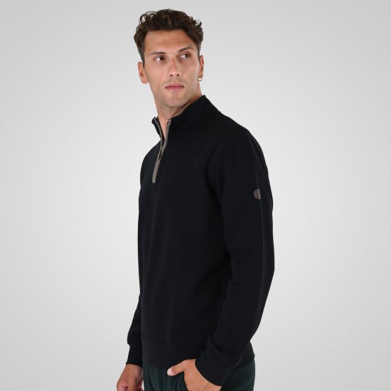 Double Outfitters MTOP-1163 Φούτερ με μισό φερμουάρ Μαύρο - φούτερ/Φούτερ με κουκούλα - φούτερ/Φούτερ με κουκούλα ανδρικά μεγάλα μεγέθη 
