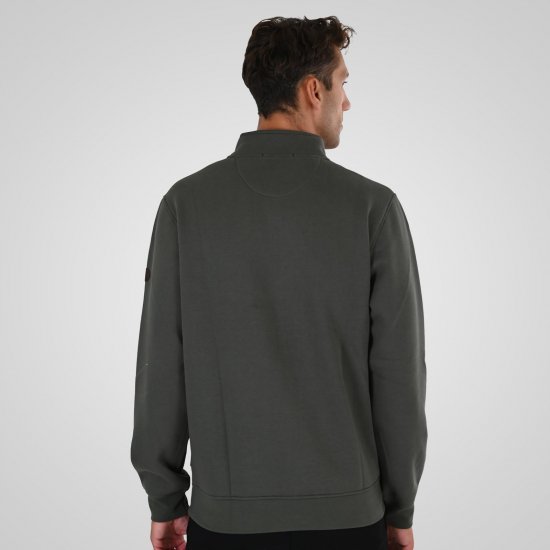 Double Outfitters MTOP-1163 Φούτερ με μισό φερμουάρ Χακί - φούτερ/Φούτερ με κουκούλα - φούτερ/Φούτερ με κουκούλα ανδρικά μεγάλα μεγέθη 