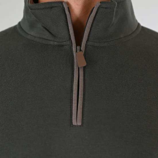 Double Outfitters MTOP-1163 Φούτερ με μισό φερμουάρ Χακί - φούτερ/Φούτερ με κουκούλα - φούτερ/Φούτερ με κουκούλα ανδρικά μεγάλα μεγέθη 
