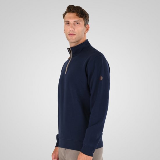 Double Outfitters MTOP-1163 Φούτερ με μισό φερμουάρ Μπλε μαρέν - φούτερ/Φούτερ με κουκούλα - φούτερ/Φούτερ με κουκούλα ανδρικά μεγάλα μεγέθη 