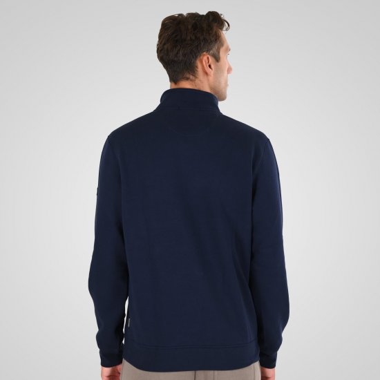 Double Outfitters MTOP-1163 Φούτερ με μισό φερμουάρ Μπλε μαρέν - φούτερ/Φούτερ με κουκούλα - φούτερ/Φούτερ με κουκούλα ανδρικά μεγάλα μεγέθη 