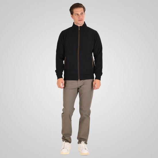 Double Outfitters SEL-1168 Ζακέτα φούτερ με φερμουάρ Μαύρο - φούτερ/Φούτερ με κουκούλα - φούτερ/Φούτερ με κουκούλα ανδρικά μεγάλα μεγέθη 