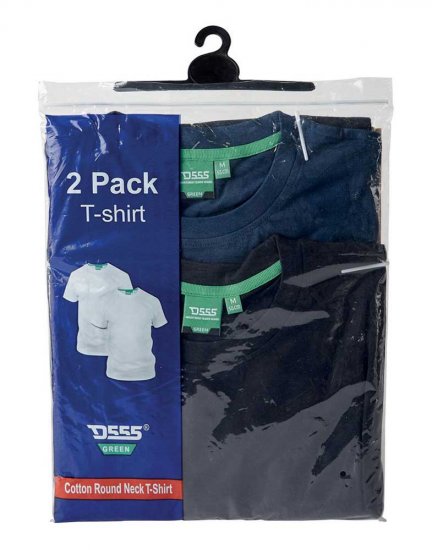 D555 Fenton 2-pack Black/Navy T-shirt - Μακό μπλουζάκια - Aνδρικά μπλουζεσ μεγάλα μεγέθη