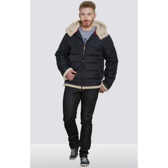 D555 Hudson Hooded Puffer Jacket Navy - Μπουφάν - Aνδρικά μπουφαν μεγάλα μεγέθη