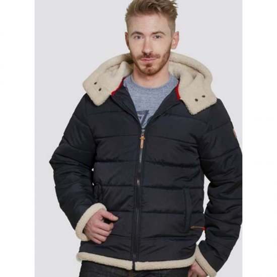 D555 Hudson Hooded Puffer Jacket Navy - Μπουφάν - Aνδρικά μπουφαν μεγάλα μεγέθη