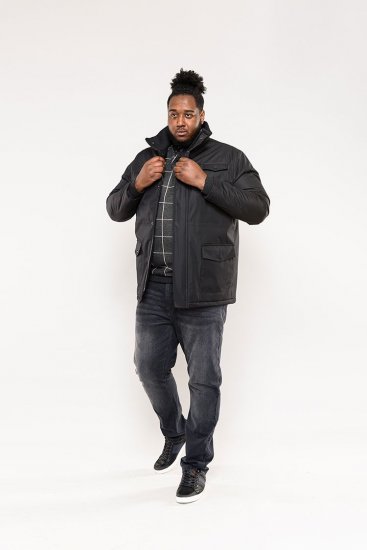 D555 Fargo Five Pocket Jacket With Ribbed Neck and Inner Quilting Black - Μπουφάν - Aνδρικά μπουφαν μεγάλα μεγέθη