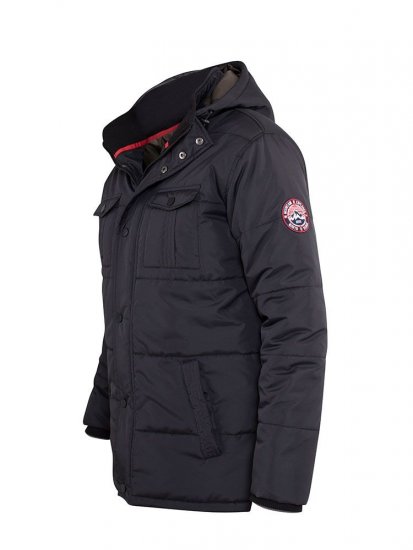 D555 Lonsdale Parka Style Jacket With Embroidery Patch On Sleeve Black - Μπουφάν - Aνδρικά μπουφαν μεγάλα μεγέθη