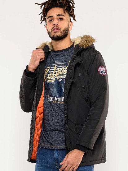 D555 Dundee Parka Jacket With Fur trimming and Teddy Fur Lined hood - Μπουφάν - Aνδρικά μπουφαν μεγάλα μεγέθη