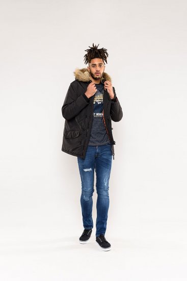 D555 Dundee Parka Jacket With Fur trimming and Teddy Fur Lined hood - Μπουφάν - Aνδρικά μπουφαν μεγάλα μεγέθη