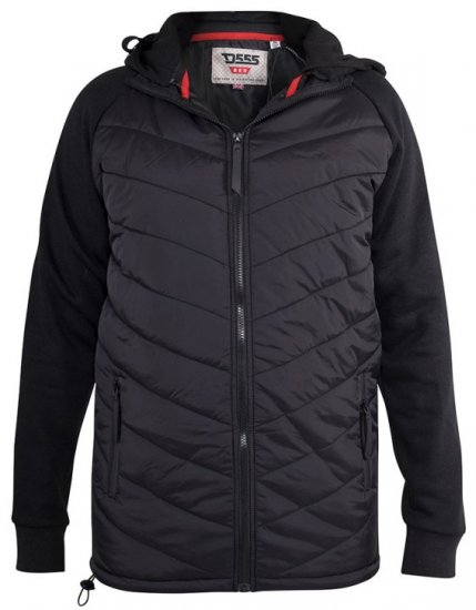 D555 Thorpe Hooded Quilted Jacket With Fleece Sleeves And Removable Fleece Hood - Μπουφάν - Aνδρικά μπουφαν μεγάλα μεγέθη