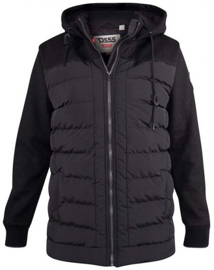 D555 Hampshire Hooded Quilted Jacket Black - Μπουφάν - Aνδρικά μπουφαν μεγάλα μεγέθη