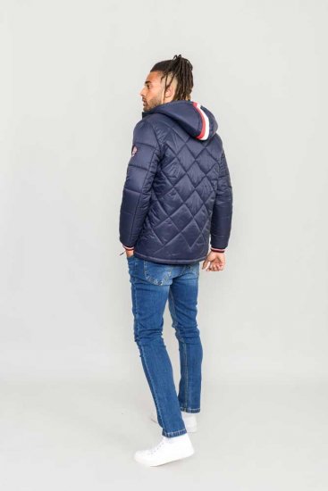 D555 Angus Diamond Quilted Puffer Jacket Navy - Μπουφάν - Aνδρικά μπουφαν μεγάλα μεγέθη