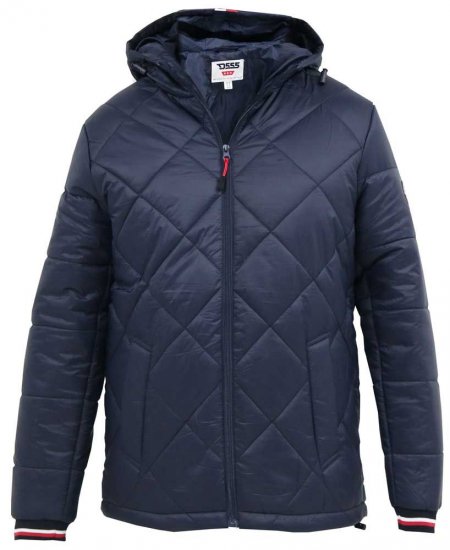 D555 Angus Diamond Quilted Puffer Jacket Navy - Μπουφάν - Aνδρικά μπουφαν μεγάλα μεγέθη