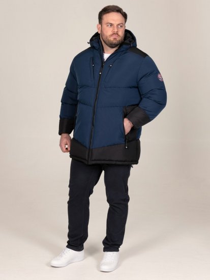 D555 Hank Ripstop Contrast Panelled Padded Hooded Jacket Μπλε μαρέν - Μπουφάν - Aνδρικά μπουφαν μεγάλα μεγέθη