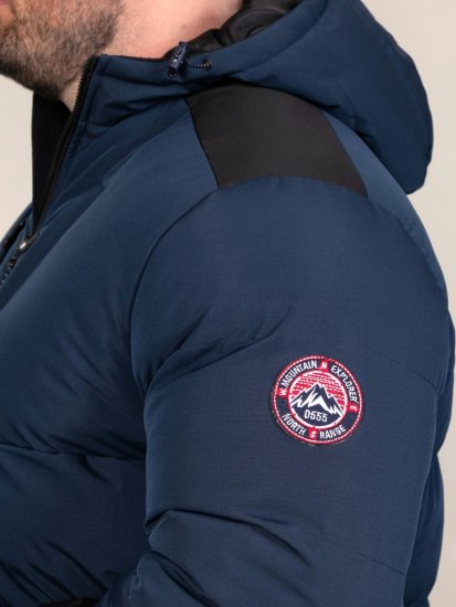 D555 Hank Ripstop Contrast Panelled Padded Hooded Jacket Μπλε μαρέν - Μπουφάν - Aνδρικά μπουφαν μεγάλα μεγέθη