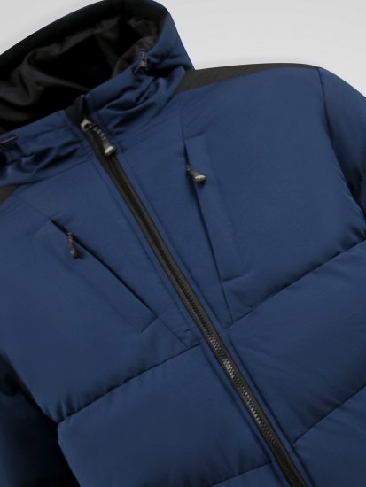 D555 Hank Ripstop Contrast Panelled Padded Hooded Jacket Μπλε μαρέν - Μπουφάν - Aνδρικά μπουφαν μεγάλα μεγέθη