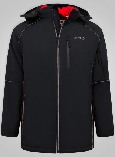 D555 Jamie Soft Shell Detachable Hood Padded Jacket Μαύρο - Μπουφάν - Aνδρικά μπουφαν μεγάλα μεγέθη