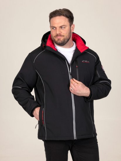 D555 Jamie Soft Shell Detachable Hood Padded Jacket Μαύρο - Μπουφάν - Aνδρικά μπουφαν μεγάλα μεγέθη