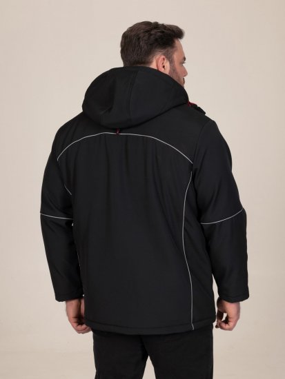 D555 Jamie Soft Shell Detachable Hood Padded Jacket Μαύρο TALL - TALL Μπουφάν - Μπουφάν TALL για Ψηλούς Άνδρες