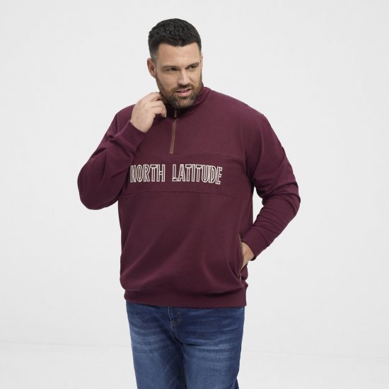 North Latitude Half Zip Φούτερ Μπορντό - φούτερ/Φούτερ με κουκούλα - φούτερ/Φούτερ με κουκούλα ανδρικά μεγάλα μεγέθη 