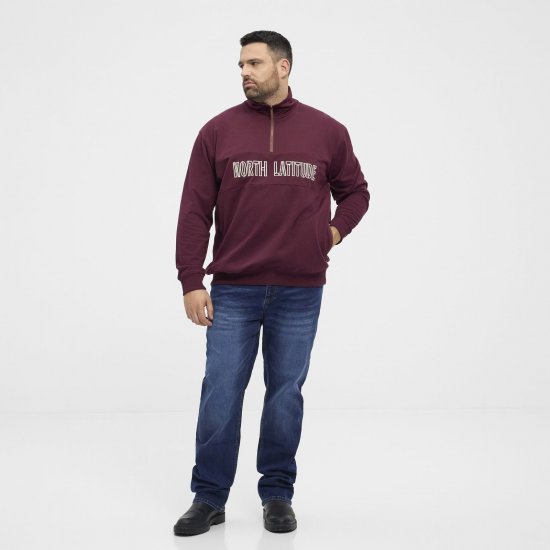 North Latitude Half Zip Φούτερ Μπορντό - φούτερ/Φούτερ με κουκούλα - φούτερ/Φούτερ με κουκούλα ανδρικά μεγάλα μεγέθη 