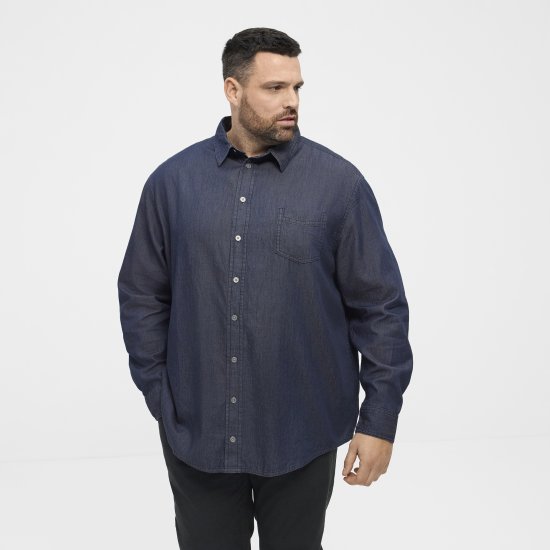 North Latitude 53139 denim πουκάμισο σε μπλε - Πουκάμισα - Aνδρικά πουκαμισα μεγαλα μεγάλα μεγέθη
