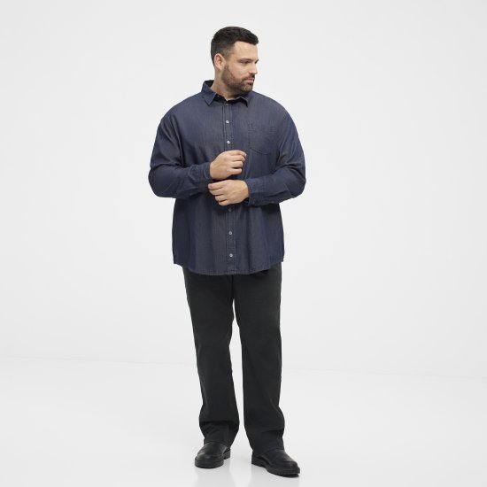 North Latitude 53139 denim πουκάμισο σε μπλε - Πουκάμισα - Aνδρικά πουκαμισα μεγαλα μεγάλα μεγέθη
