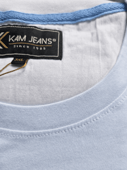 Kam Jeans 5780 Cut And Sew Panel T-Shirt Navy - Μακό μπλουζάκια - Aνδρικά μπλουζεσ μεγάλα μεγέθη