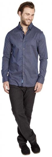 D555 MARVIN Small Circle Print Long Sleeve Shirt - Πουκάμισα - Aνδρικά πουκαμισα μεγαλα μεγάλα μεγέθη