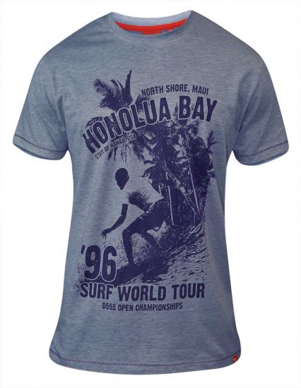 D555 CLAYTON Honolua Bay T-shirt Denim Marl - Μακό μπλουζάκια - Aνδρικά μπλουζεσ μεγάλα μεγέθη