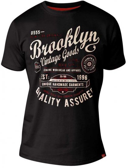 D555 NEAL Brooklyn Crew Neck T-Shirt Black - Μακό μπλουζάκια - Aνδρικά μπλουζεσ μεγάλα μεγέθη