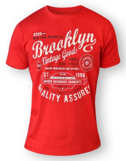 D555 NEAL Brooklyn Crew Neck T-Shirt Red - Μακό μπλουζάκια - Aνδρικά μπλουζεσ μεγάλα μεγέθη