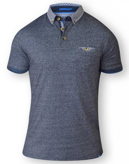 D555 DIEGO Short Sleeve Twist Polo Navy - Πόλο μπλουζάκια - Aνδρικά μπλουζακια πολο μεγάλα μεγέθη