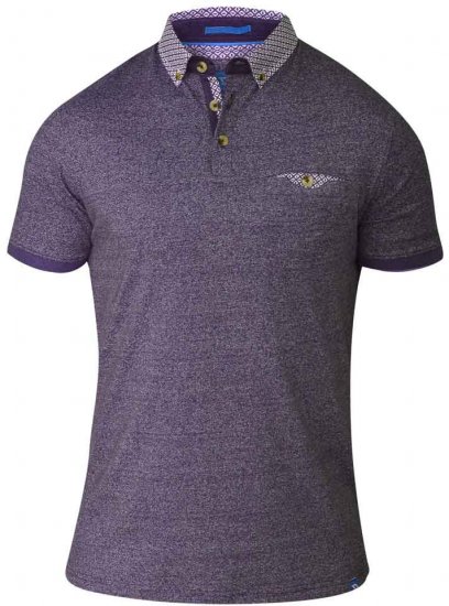 D555 DIEGO Short Sleeve Twist Polo Purple - Πόλο μπλουζάκια - Aνδρικά μπλουζακια πολο μεγάλα μεγέθη