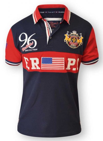 D555 ARYAN Florida Royal Racing Polo Navy/Red - Πόλο μπλουζάκια - Aνδρικά μπλουζακια πολο μεγάλα μεγέθη
