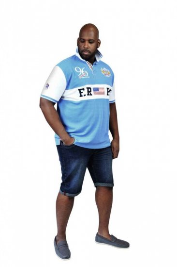 D555 ARYAN Florida Royal Racing Polo Blue/White - Πόλο μπλουζάκια - Aνδρικά μπλουζακια πολο μεγάλα μεγέθη