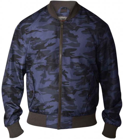 D555 CAMO Lined Camouflage Bomber Jacket Navy - Μπουφάν - Aνδρικά μπουφαν μεγάλα μεγέθη