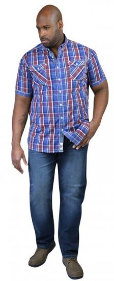D555 ELIAS Short Sleeve Blue & Red Check Shirt - Πουκάμισα - Aνδρικά πουκαμισα μεγαλα μεγάλα μεγέθη